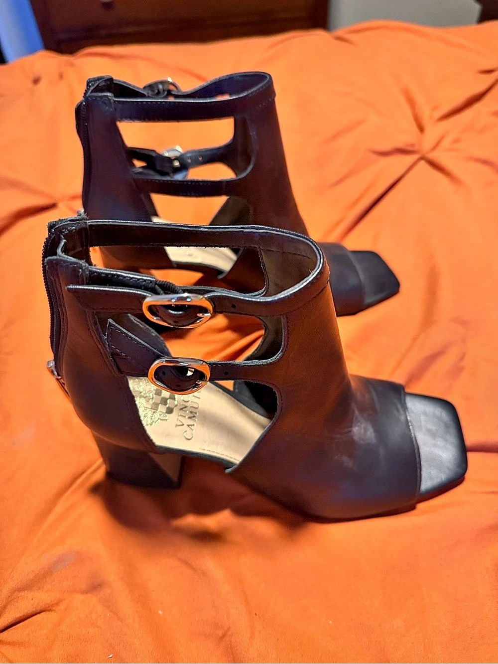 Coach Black Cutout Block Heel Sandals